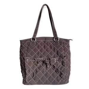Vera Bradley Vintage Espresso Brown Quilted Traveler Large Shoulder Tote